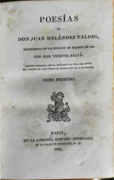 Portada libro : Poesías. Tomo Primero.