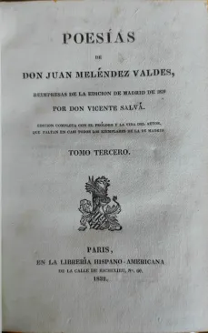 Portada libro : Poesías. Tomo Tercero.