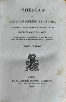 Portada libro : Poesías. Tomo Cuarto.