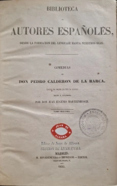 Portada libro : Comedias de Don Pedro Calderón de la Barca. Colección más completa que todas las anteriores, hecha...