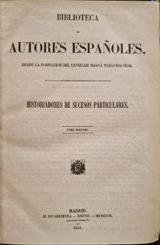Portada libro : Historiadores de sucesos particulares. Tomo Segundo.