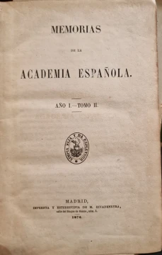 Portada libro : Memorias de la Academia Española. Año I. - Tomo II.