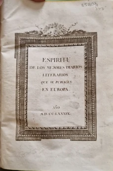 Portada libro : Espíritu de los mejores diarios literarios que se publican en Europa.
