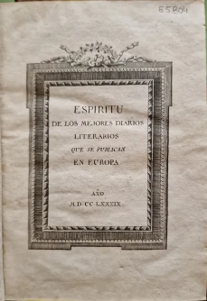 Portada libro : Espíritu de los mejores diarios literarios que se publican en Europa.