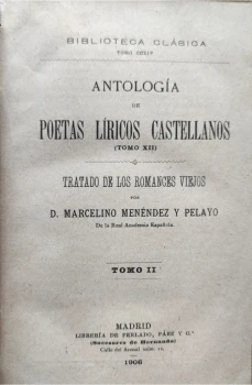 Portada libro : Antología de poetas líricos castellanos. Tomo II