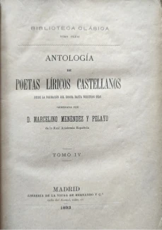Portada libro : Antología de poetas líricos castellanos. Tomo IV