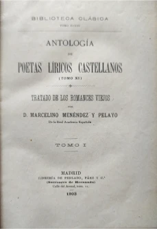Portada libro : Antología de poetas líricos castellanos. Tomo XI