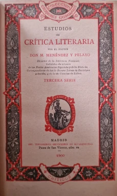 Portada libro : Estudios de Crítica literaria. Tercera Serie.