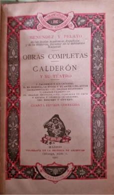 Portada libro : Obras Completas. Calderon y su teatro.