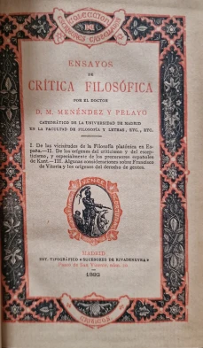 Portada libro : Ensayos de crítica filosófica