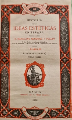 Portada libro : Historia de las ideas estéticas en España. Tomo III (Volumen 1I)