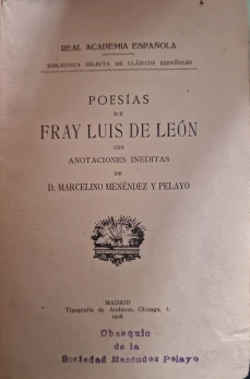 Portada libro : Poesías de Fray Luis de León